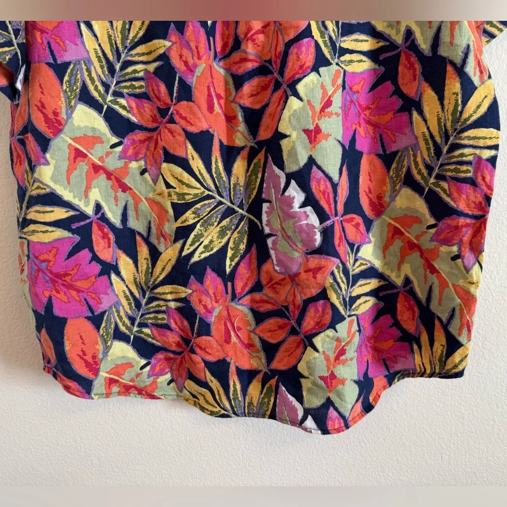 J.crew Classic Short-sleeve 100% linen shirt in tropical print Hawaii beach